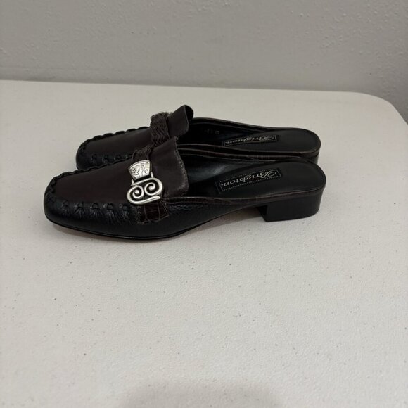 Brighton Karmen Leather Brown And Black Metal Buckle Slip On Loafer Size 6 - Picture 3 of 11